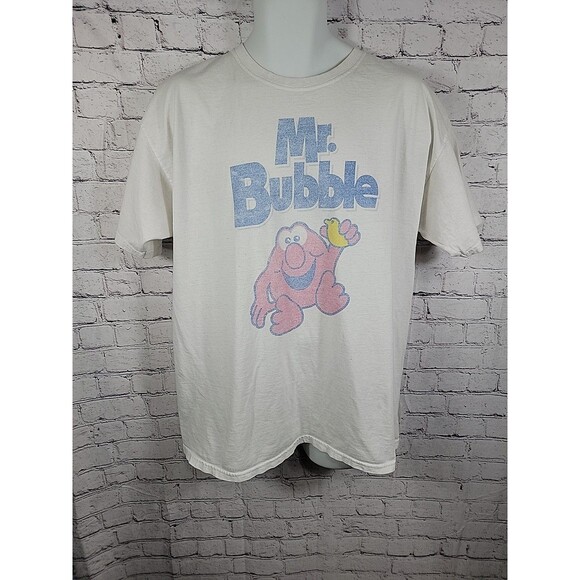 Vintage 80s Mr Bubble Logo Promo T-Shirt XL White - Picture 1 of 6
